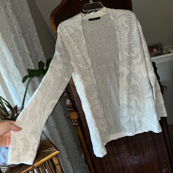 Peruvian Connection Pima Cotton Gray Open Front Cardigan Duster Small - Picture 5 of 9